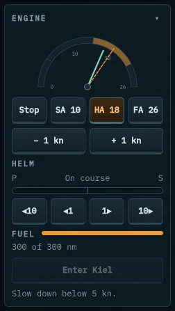 Engine with speed steps, helm, fuel and Enter port