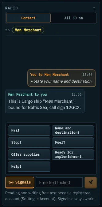 Radio box as a chat with signals