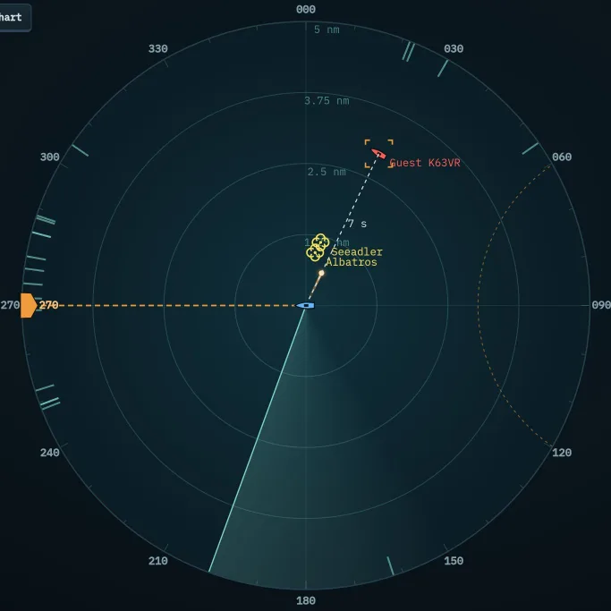 Radar: own missile flying to the target, seconds left