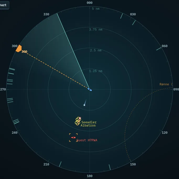 Radar: red missile heading for the own ship, blue SAM flying towards it