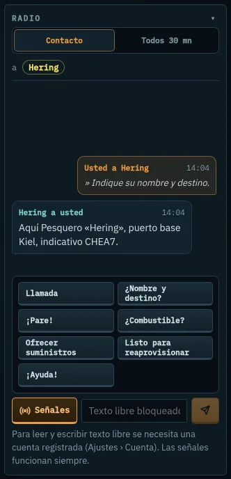 Cuadro de radio como chat con señales