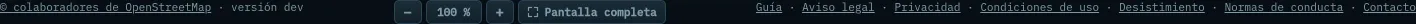 Pie de página con zoom y pantalla completa