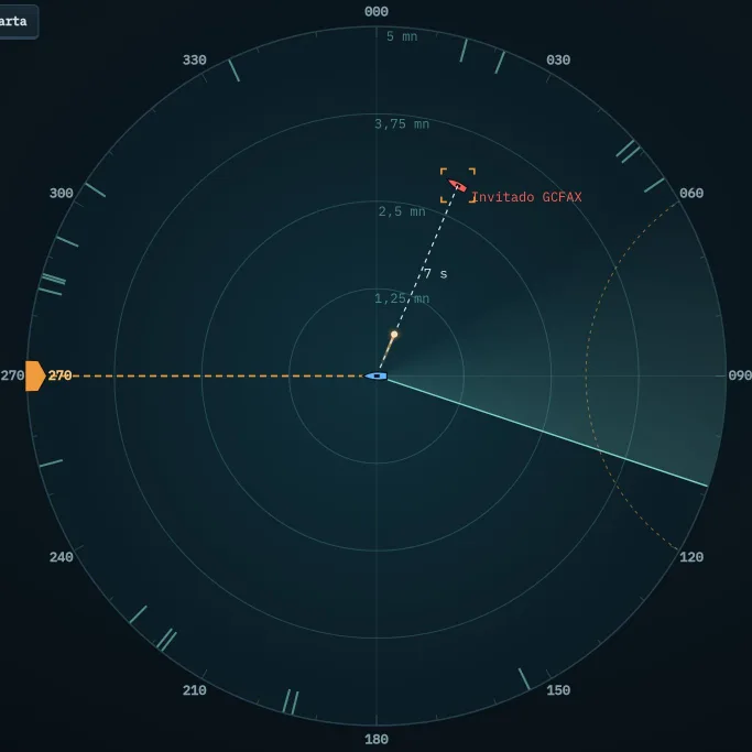 Radar: el misil propio vuela hacia el blanco, segundos restantes