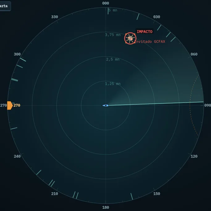 Radar: anillo rojo y la palabra IMPACTO en el blanco