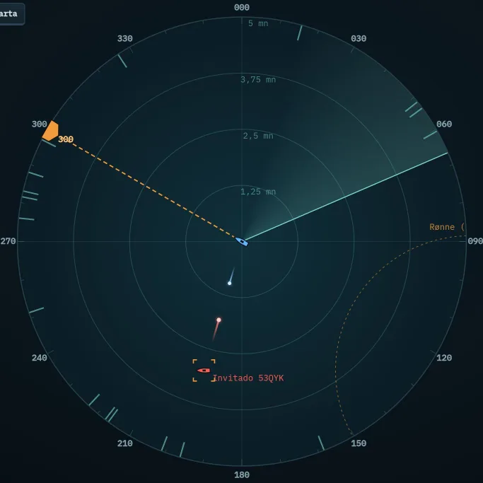 Radar: misil rojo hacia el buque propio, misil antiaéreo azul a su encuentro