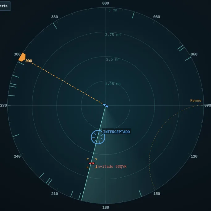 Radar: anillo azul con la palabra INTERCEPTADO